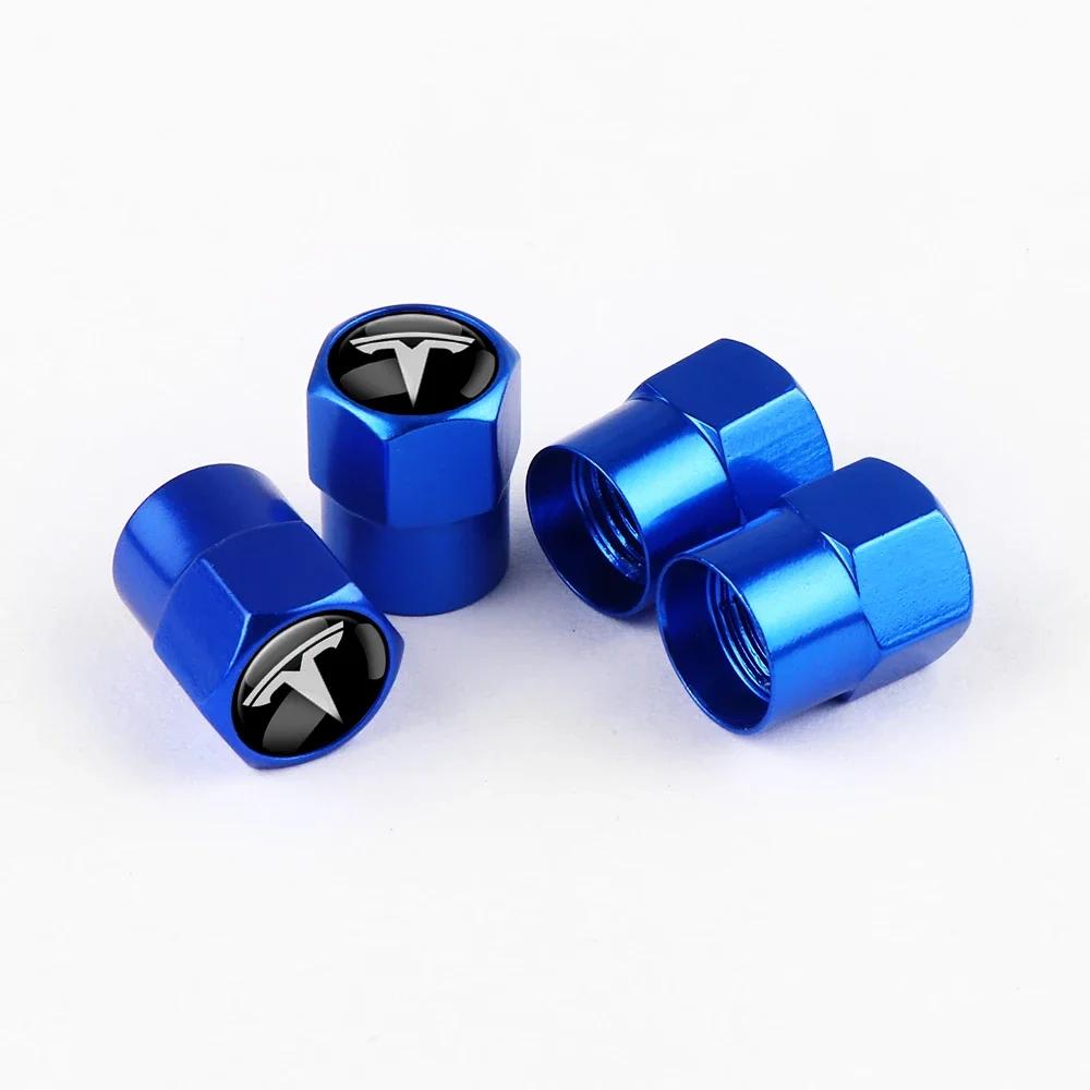 Car Sticker 2025 New Tesla 4Pcs Car Aluminum Tire Valve Caps Wheel Tyre Stems Air Valve Covers Emblem For Tesla Model 3 Model Y
