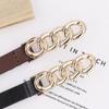 Women's belt - stylish dress belt, top grain leather, pant pocket detail, slim waist