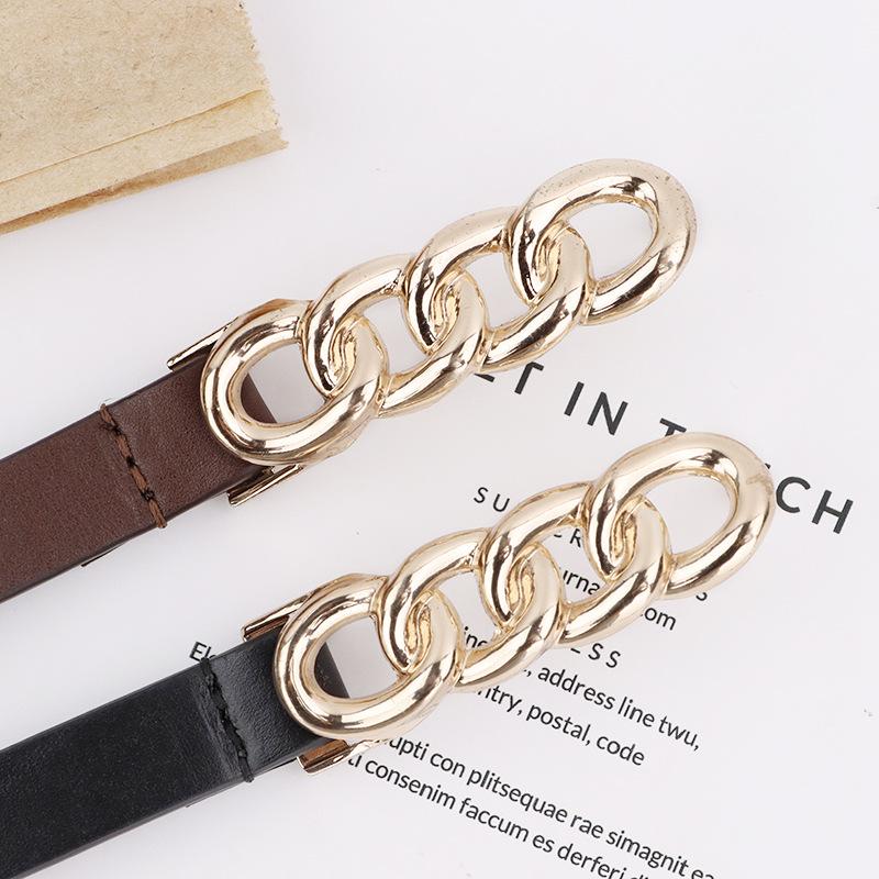 Women's belt - stylish dress belt, top grain leather, pant pocket detail, slim waist