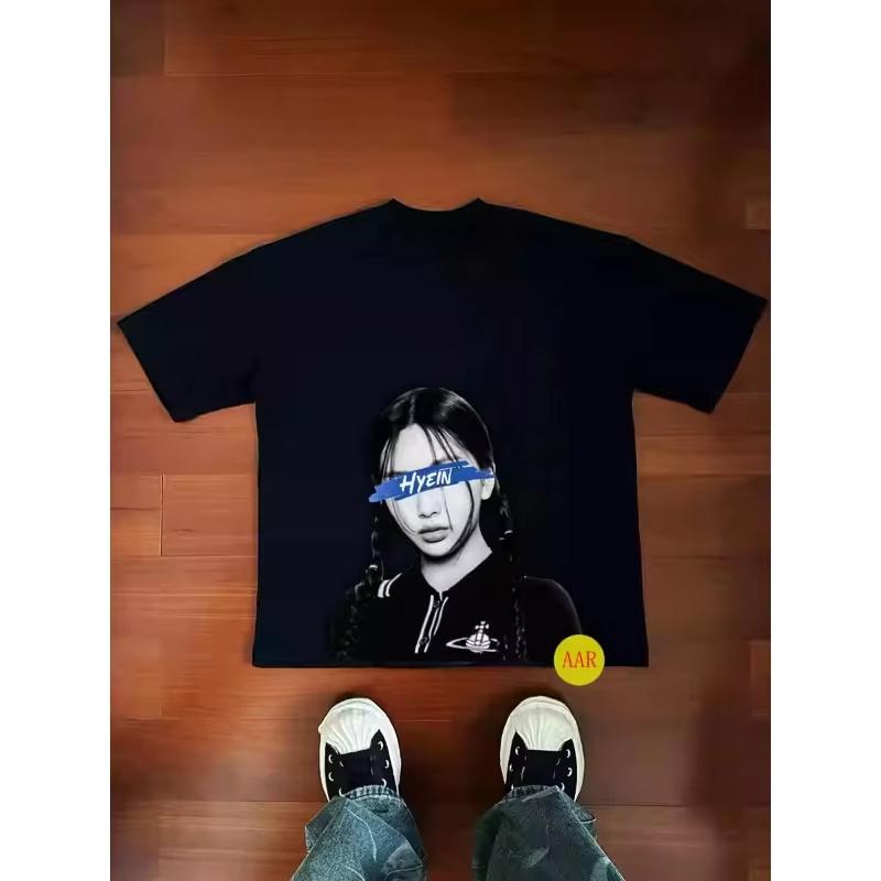 

2025 Girl Group NewJeans MINJI HANNI DANIELLE HAERIN HYEIN Original High Quality Designer Short Sleeve T-shirt Fans Fashion Top 3XL