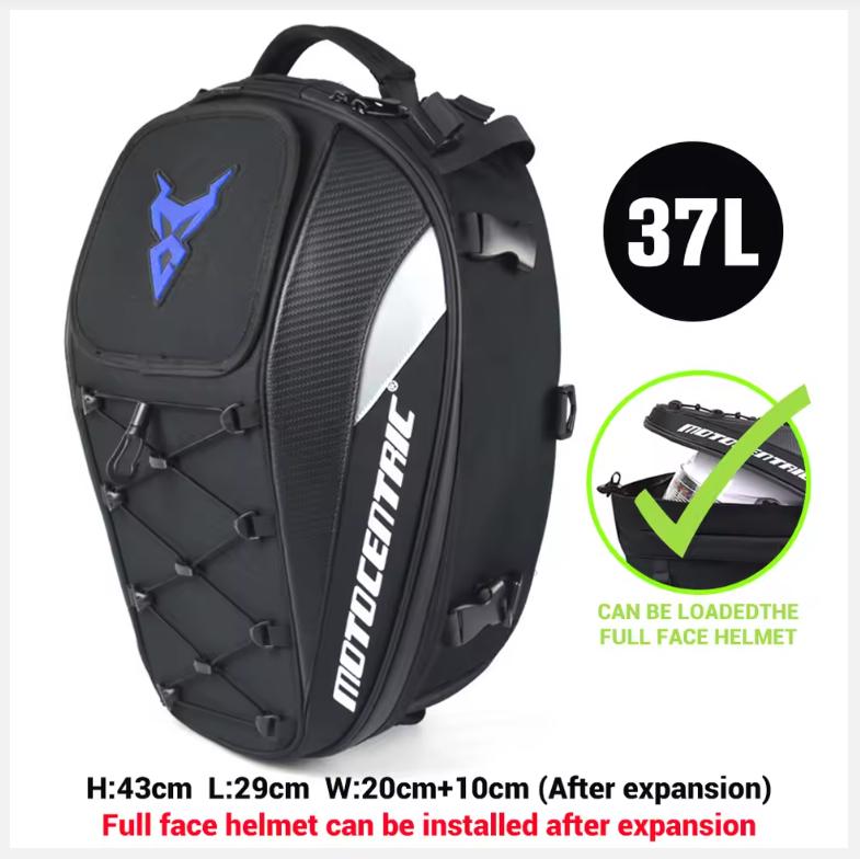MOTOCENTRIC Motorcycle Back Seat Bags Waterproof Tail Bag Rear Seat Bag Multifunctional Motorbike Helmet Bag Moto Rider Backpack