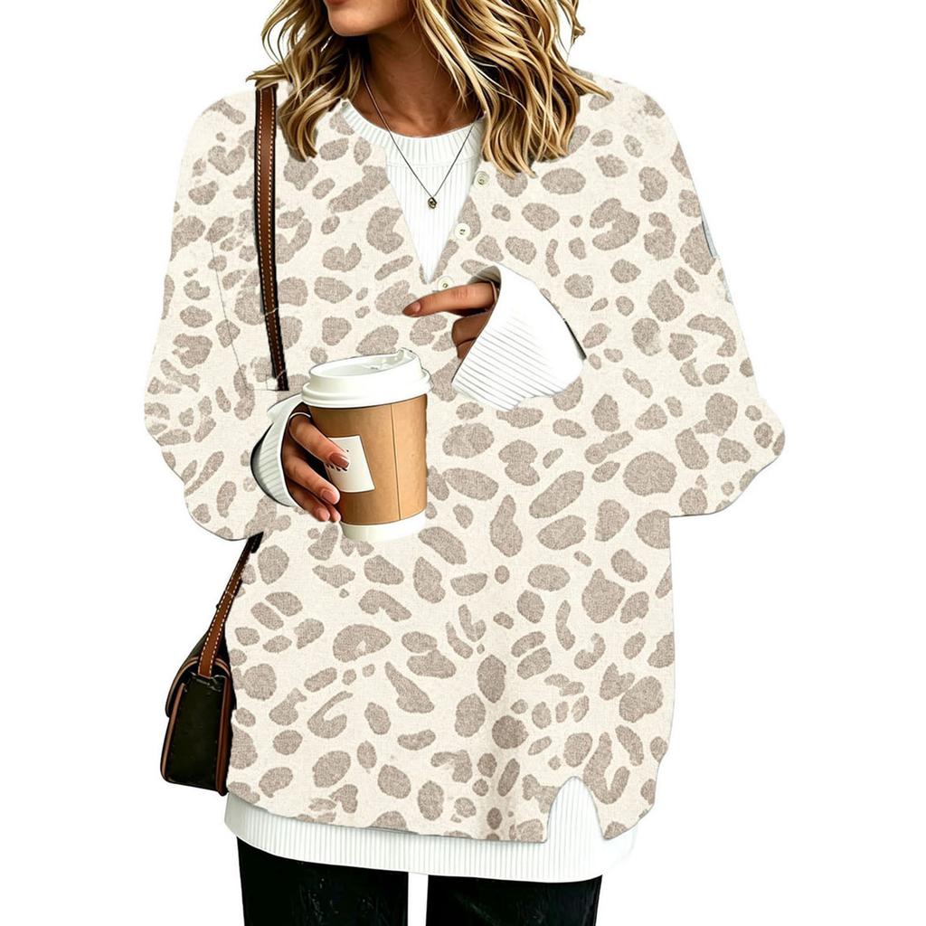 Women's Two-Piece Long Sleeve Round Neck Pullover Top for Casual Everyday Wear