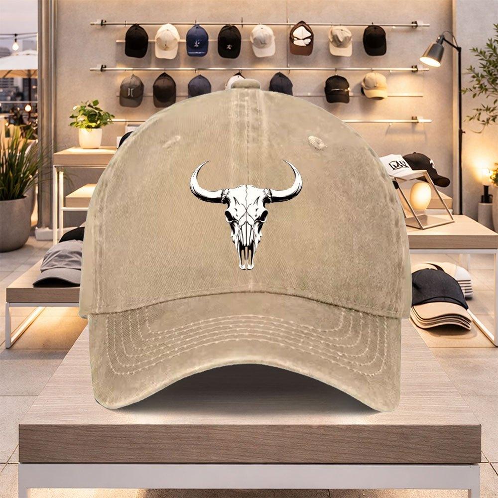 Bull Skull Baseball Cap for Unisex and Women  Lightweight Adjustable Flat Brim Hat for Spring Summer Valentines Day