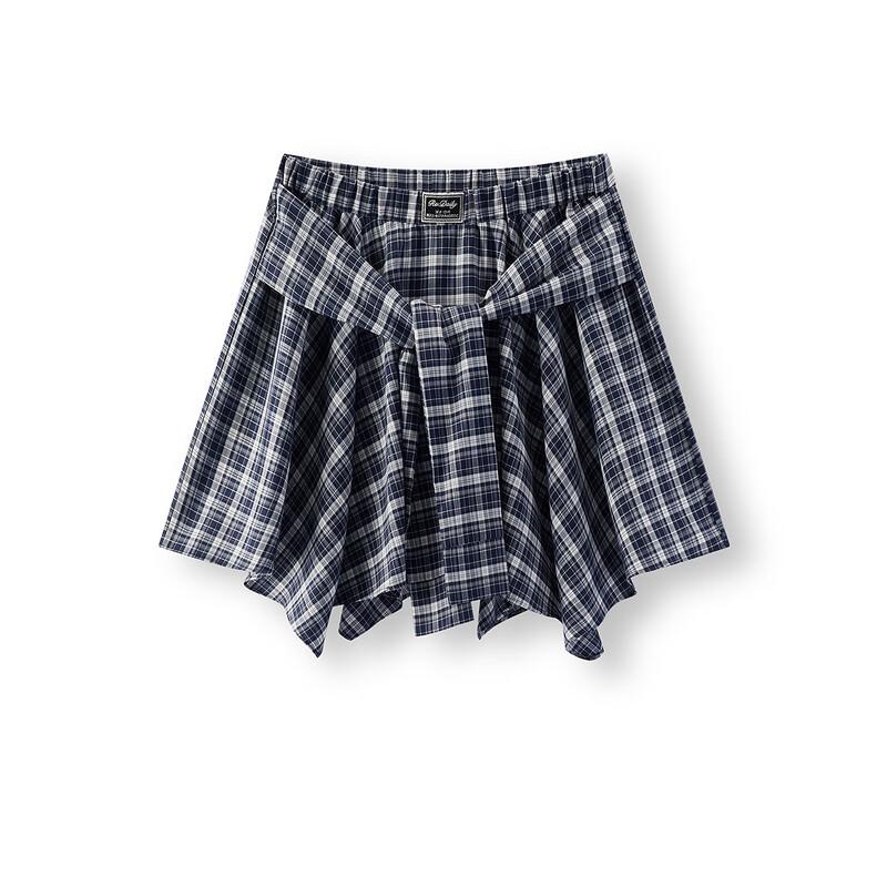 Semir Women's Plaid Asymmetric Tie-Waist Short Skirt
