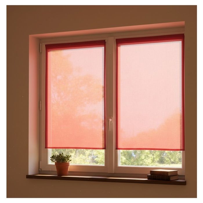 Paire de Rideaux Voile 60 x 120 cm Brise bise rouge