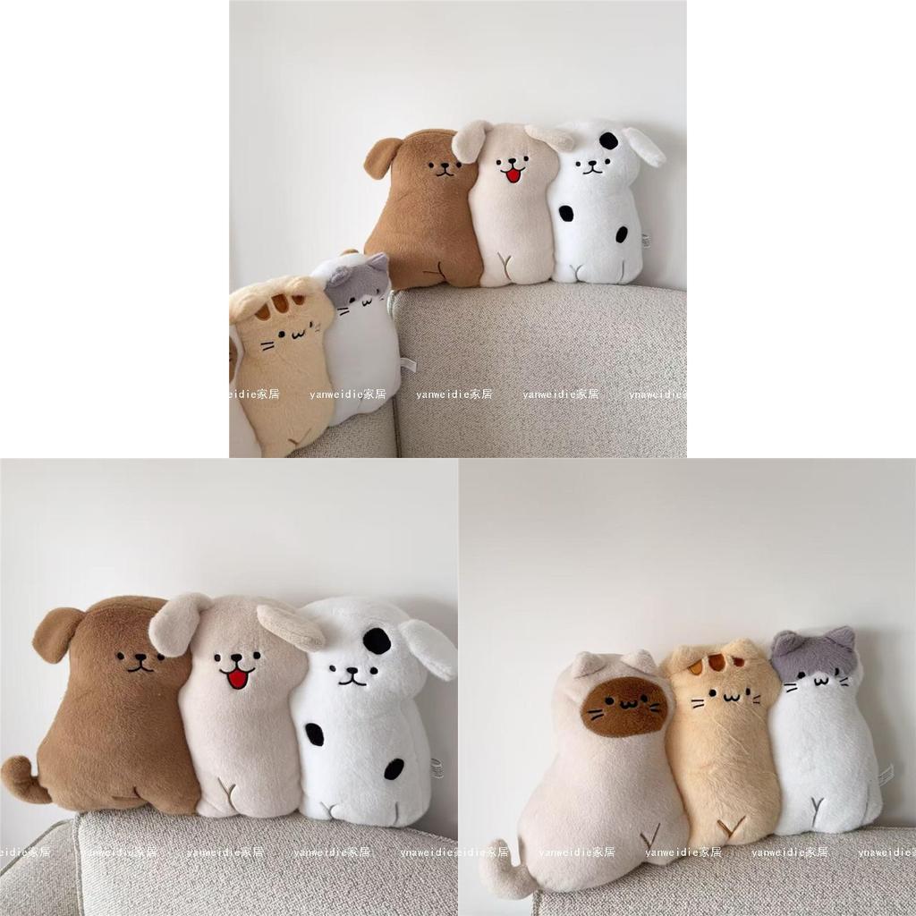 Cute Dog Plush Pillow With Short Faux Fur For Sofa Decor And Living Room Comfort