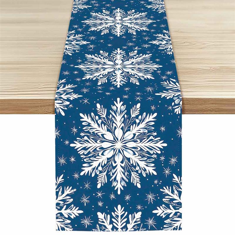 Christmas Theme Table Runner Snowflakes And Leaves Decoration Table Runners Table Flags Party Hotel Event Decoration Home Dining