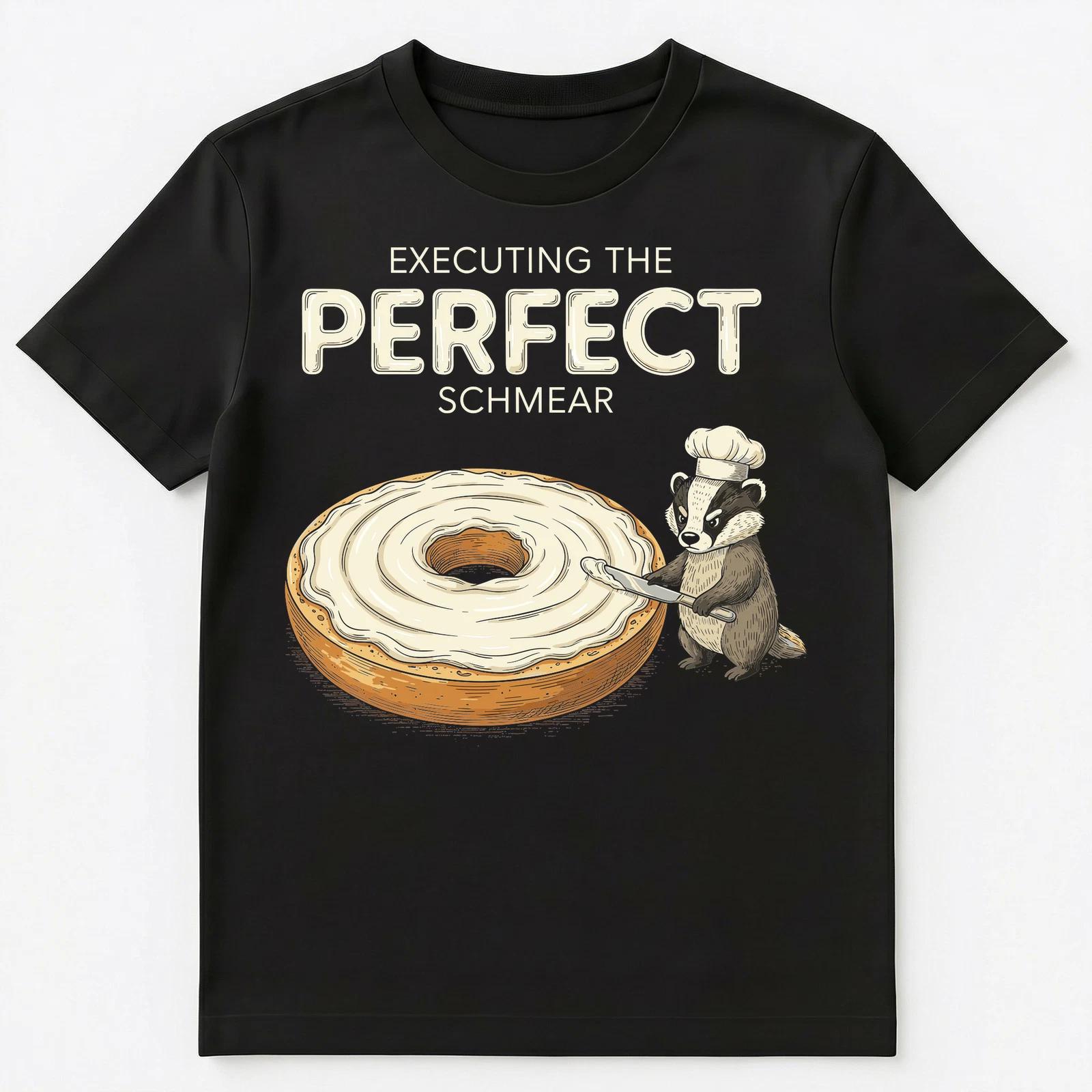

Bagel Lover Badger Chef Cream Cheese Humor Unisex T-Shirt 3XL