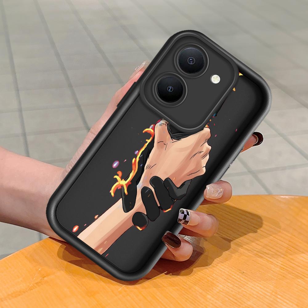 

М яка силіконова квадратна драбина з малюнком для телефону Корпус телефону Повне покриття Камера Протиударний захист Гумовий чохол для Vivo Vivo Y51 2020 чорний