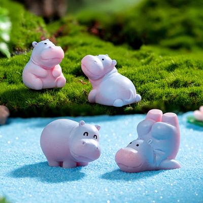 Miniaturní figurka hrocha Mini kreslená hrošík ozdoba DIY mikro krajina pohádková zahrada zvíře pryskyřičná soška dekorace ozdoba