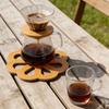 Thickened Wooden Trivets for Hot Pots Pans Hollow Carved Heat Resistant Coasters Non-Slip Round Wood Hot Pads for Kitchen Decor