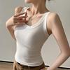 Women's White Round Neck Camisole Vest: Sleeveless, Underarm Coverage, Versatile and Casual