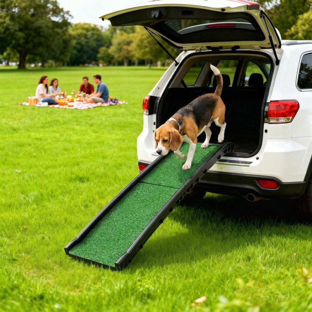 Foldable Dog Ramp with Artificial Anti-slip Surface, Portable & Lightweight, for Cars, Home, 155 x 38.5 x 15.5 cm