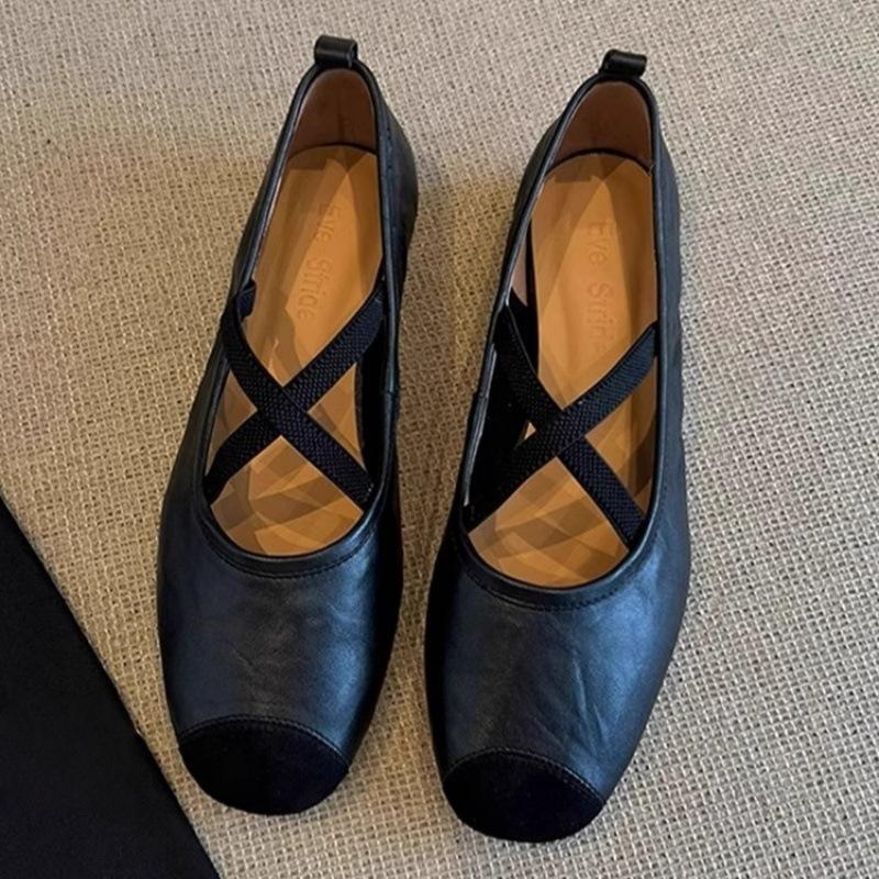 

Супермягкая овчина~ Ретро французские одинарные туфли женские балетки на плоской подошве с неглубоким вырезом вечерние туфли с перекрестным ремешком туфли Мэри Джейн 40 чёрный