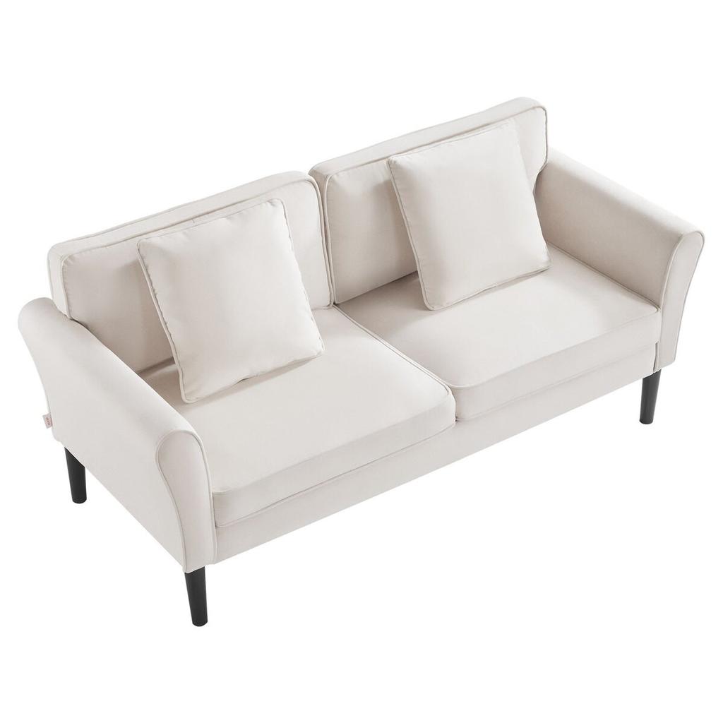 Loveseat Sofa, 176 Cm Small Sofa Couch for Living Room, Velvet Fabric 2-Seats Couch with Sinuous Spring, Soft Cushions and Sturdy Frame, Comfy