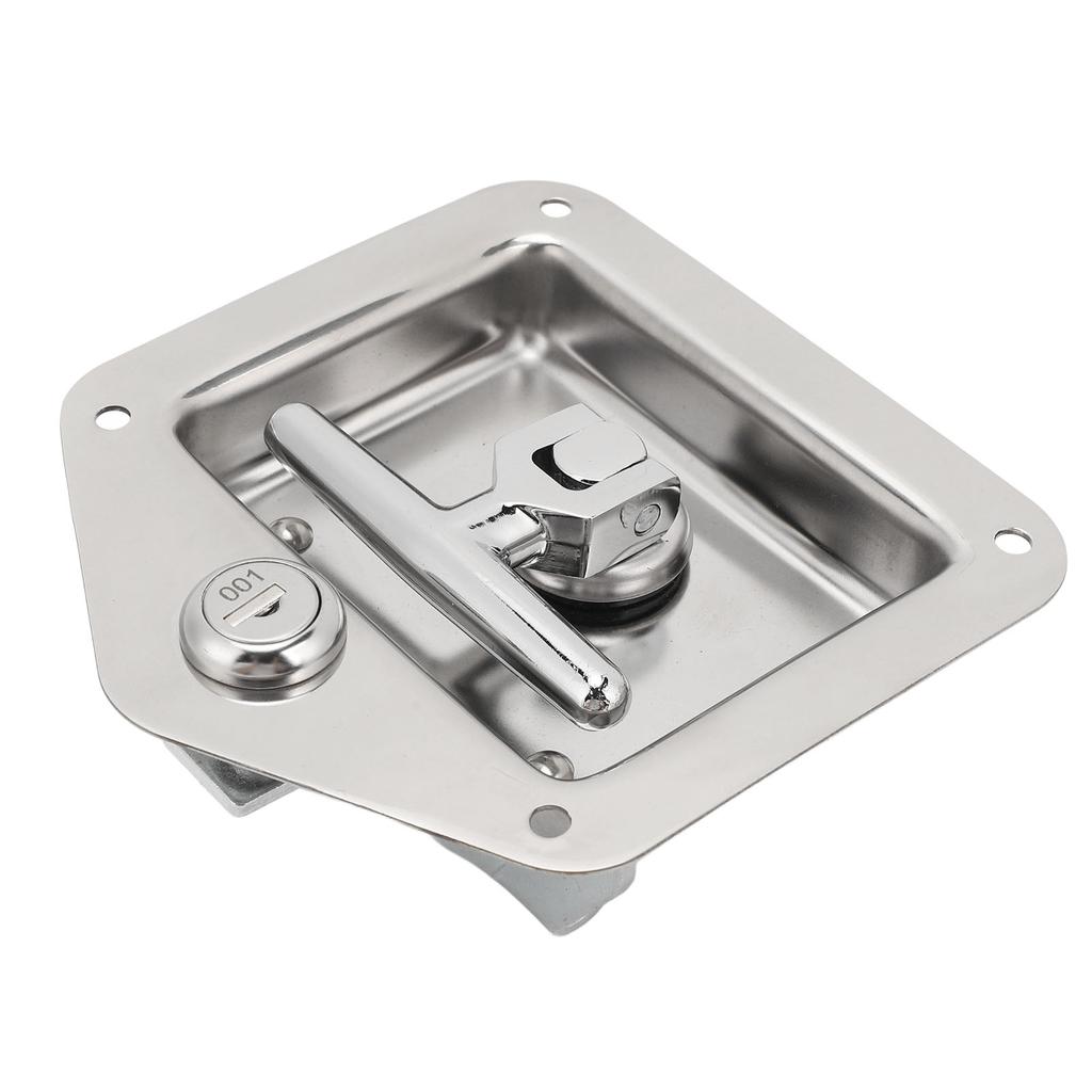 T Handle Tool Box Latch 4.9 X 4.7in Highly Polished Stainless Steel RV Toolbox Handle Lock with Keys Gasket for Caravan