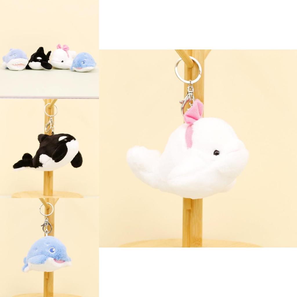 Soft Marine Animal Plush Toy 12cm Whale Dolphin Shark Keychain Gift