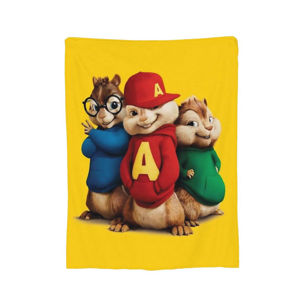 A-Alvin and the Chipmunks Knitted Blanket Coral Fleece Plush Movie Warm Throw Blanket for Bedroom Sofa Bedspread