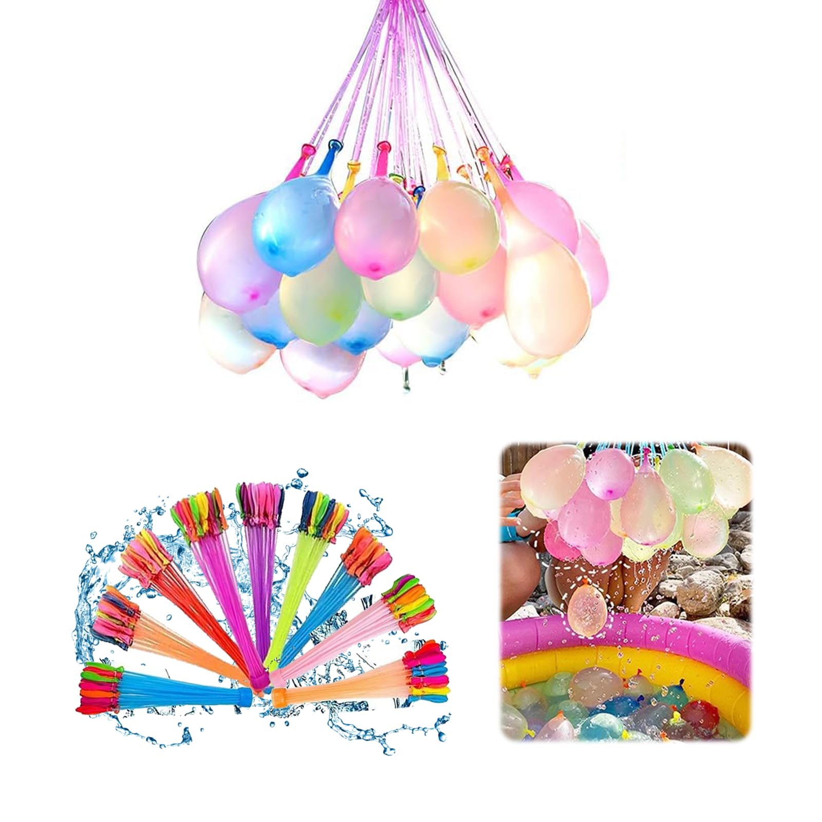 

Покмил Водяные шары 333 штуки Большое количество Насос для водяных шаров для детей Водяные шары для взрослых Игрушка-мяч для брызг Игрушка для игр с водой Летний фестиваль