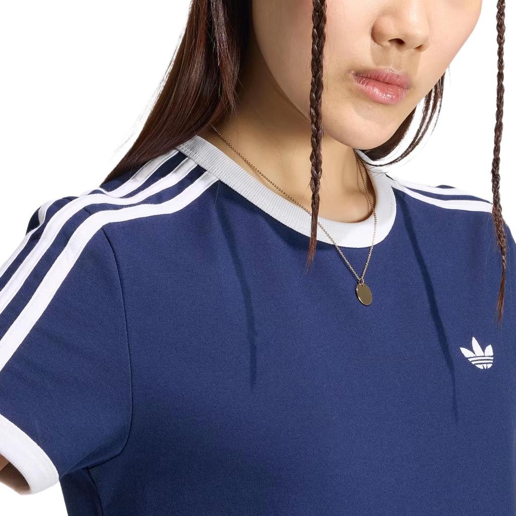 Adidas Originals 3-Stripes Slim Fit Crew Neck T-Shirt Women tops KS4777