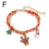 Christmas Reindeer Bracelet Santa Claus Bells Hat Gloves Xmas Tree Pendants Jewelry