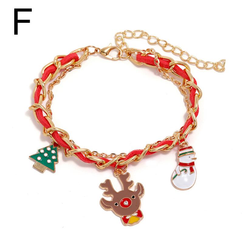 Christmas Reindeer Bracelet Santa Claus Bells Hat Gloves Xmas Tree Pendants Jewelry