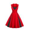 Women's Retro Gothic Red Polka Dot Swing Dress - 1950s Style