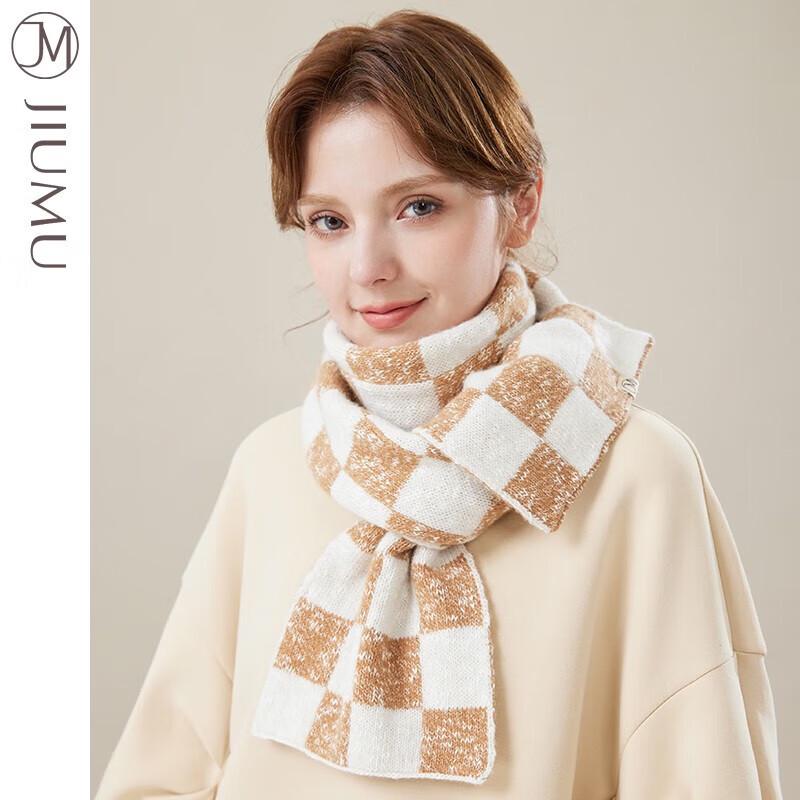 JIUMU Women's 99% Wool Plaid Scarf