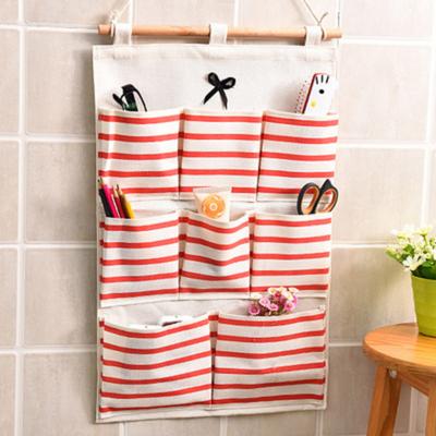 Cozy Up Cotton and Linen Simple Door Behind-the-door Storage Hanging Bag Wall-mounted Multi-layer Organizing Debris Storage Bag