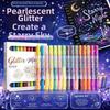 Double-Ended Two-Color Glitter Marker Pens for Kids' Hand Painting - Thick Soft Tips