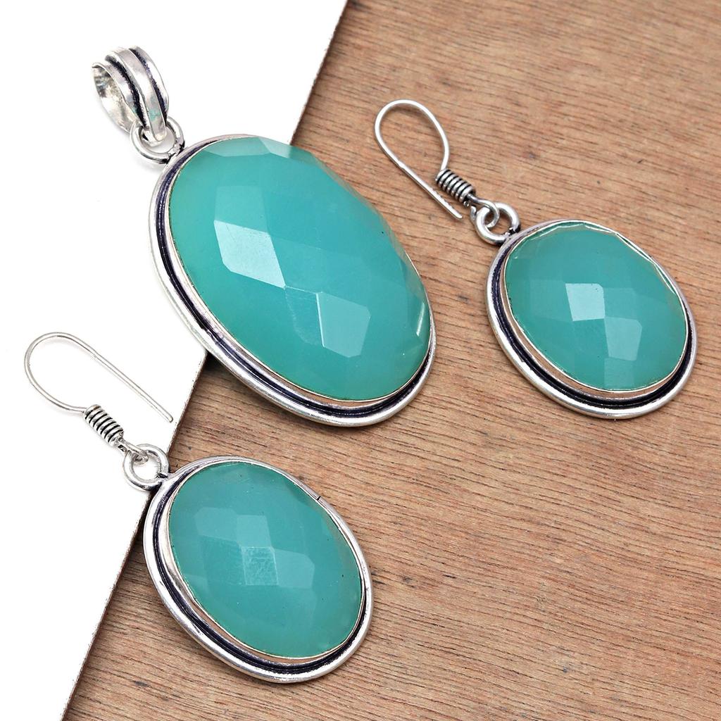 Necklace Chalcedony Natural  Beads Blue 20" Cts Round Sterling