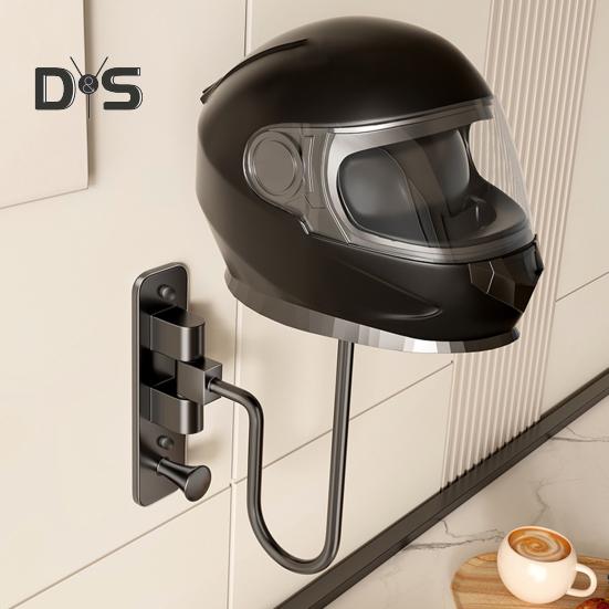 Wall Mount Motorcycle Helmet Rack 180 Degrees Rotation Heavy Duty Motorbike Bicycle Sports Helmet Display Holder Storage Hanger Stand