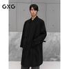 GXG Men's Black Loose Fit Long Trench Coat