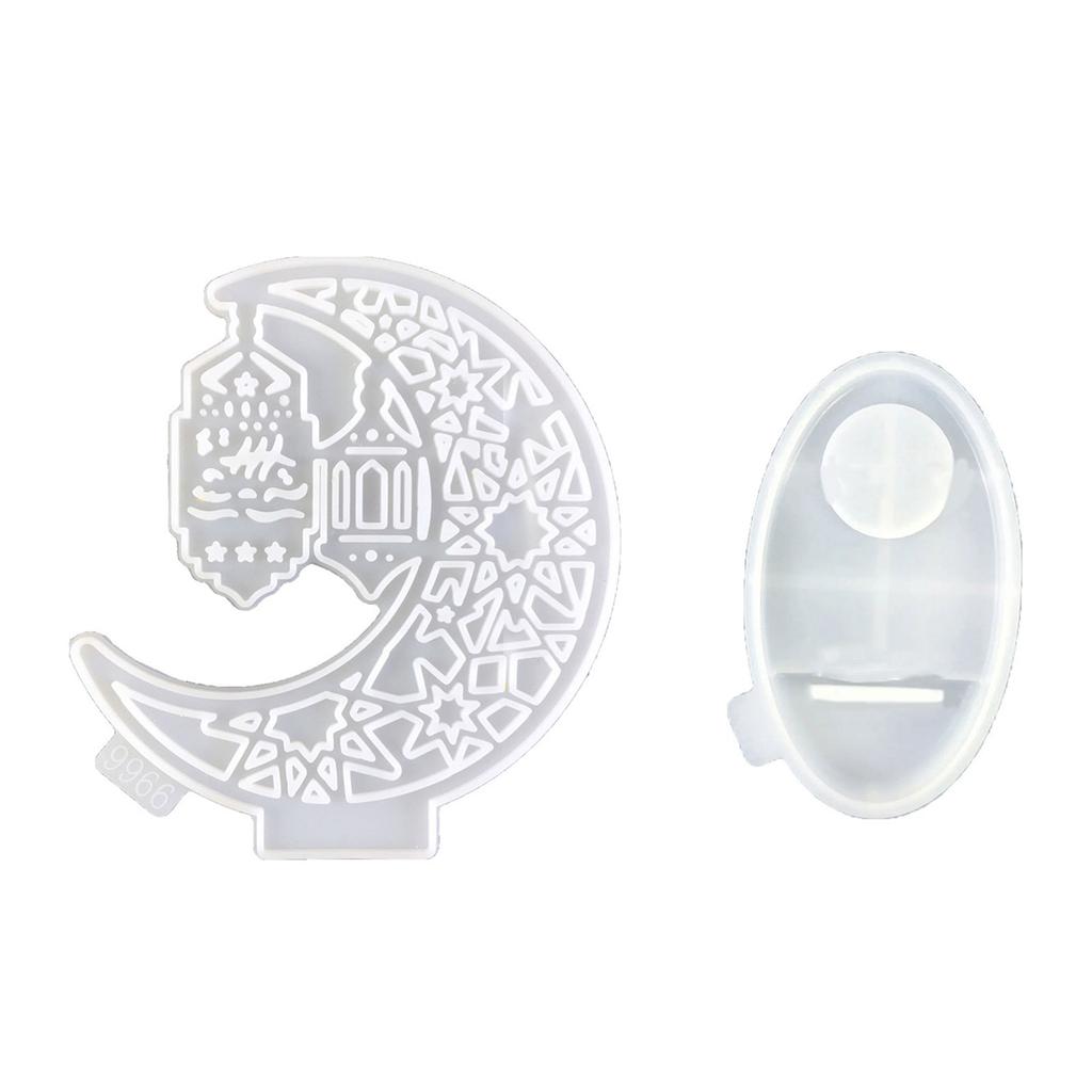 Eid Theme Tealight Holder Molds with Base Moon Shape Candlestick Molds for DIY CraftCandle Holder Tealight Holder