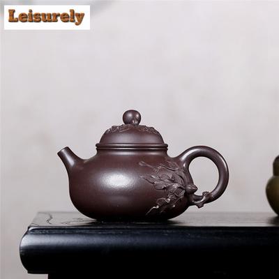 240 ml Retro-Teekannen aus lila Ton von Yixing, handgefertigt, offener Himmelstopf, Roherz, lila Schlammtee, Einweichkessel, Zisha-Teeset, Sammlung, Geschenk
