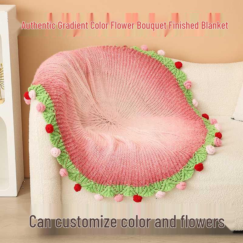 Handmade Rose and Lily Crochet Flower Blanket - Acrylic Yarn