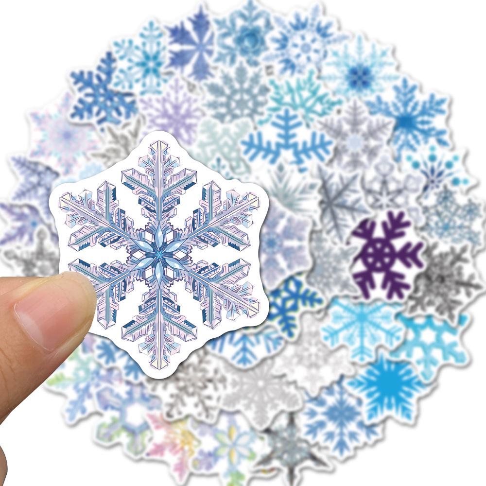 50 Christmas Snowflake Window Stickers: Waterproof, Removable Glass, Cabinet, and Door Decorations