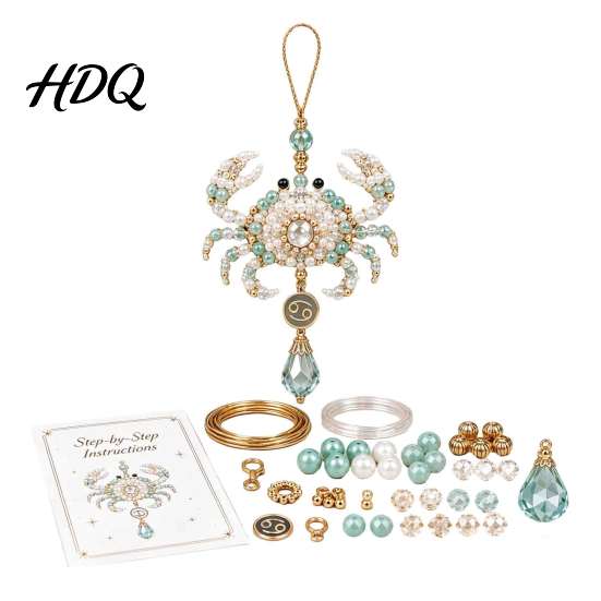 Relaxing Screen Free Activities 12 Zodiac Blessing Beaded Ornament DIY Kit Beginner Friendly Sign Handmade Constellation Ornaments Beading Craft Set,