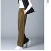 Herbst Winter Frauen Verdickung Warme Elastische Hohe Taille Solide Vintage Lose Beiläufige Mode Weibliche Gerade Hosen Woolen Hosen