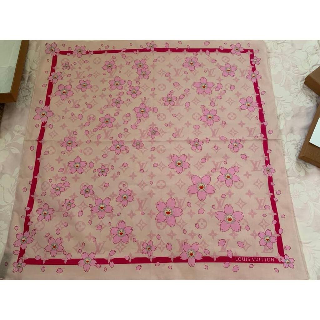 Used Louis Vuitton Takashi Murakami Collaboration Cherry Blossom Rose Calfskin Bandana