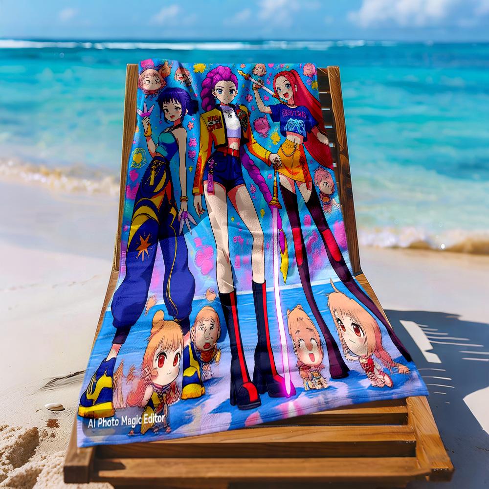 K-pop Demon Hunters Huntrix Beach Towel High Absorbency & Quick-Dry Comfortable Lightweight Suitable for Swimming, Gym, Camping, Yoga Vacation