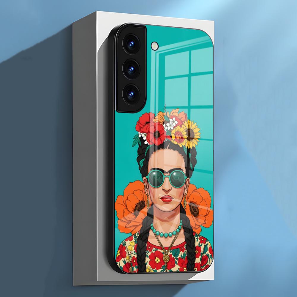 F-Frida K-Kahlo Phone Case For Samsung S26 S25 S24 FE S23 S22 S21 Plus S20 Ultra Note20Ultra Black Glass Cover
