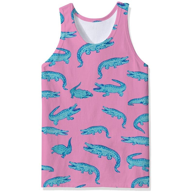 Canottiere da Uomo Girocollo con Stampe Animalier Colorate Gilet Stampato 3D Maglia Sportiva Fitness Larga Senza Maniche