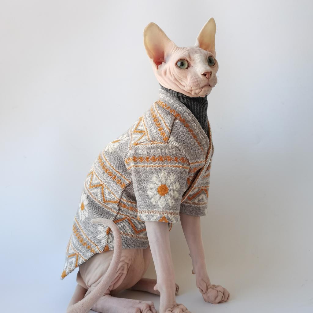 Autumn and Winter Knitted Cardigan, High-quality Fabric, Soft Sphynx Hairless Cat Devon Clothes