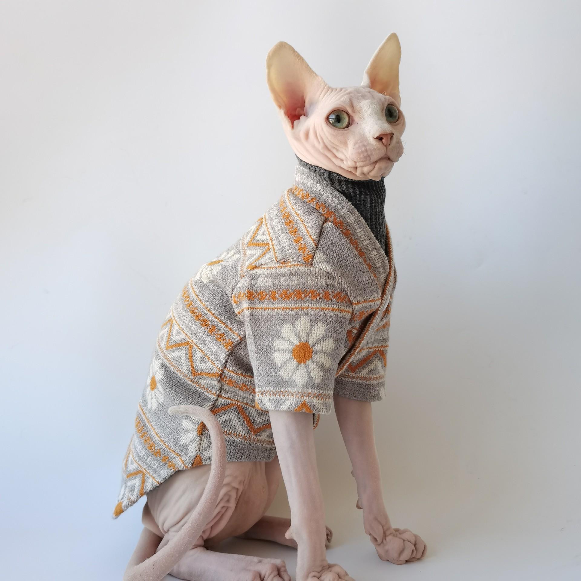 

Осенне-зимний вязаный кардиган, высококачественная ткань, мягкая одежда из шерсти сфинкса и девонской кошки XXL