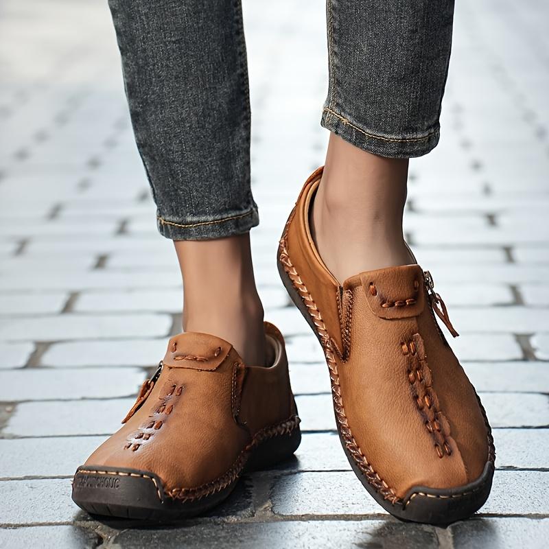 Men's Spring and Autumn Casual Shoes, Men's Large Bean Shoes, Hand Sewn Leather Shoes