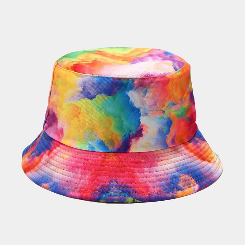 Cappello a secchiello da pesca parasole da esterno per donna uomo arcobaleno reversibile