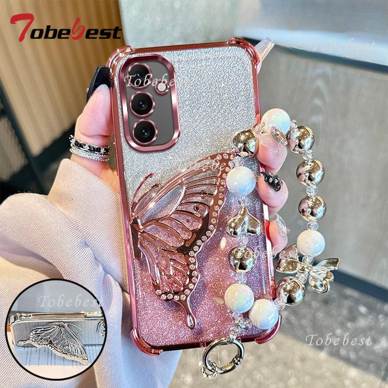 

Протиударний чохол-браслет з гальванічним покриттям у формі метелика для Samsung Galaxyu A17 A07 A16 A26 A36 A56 A06 A15 A25 A35 A55 A14 A24 A34 A54 4G 5G A07 рожевий