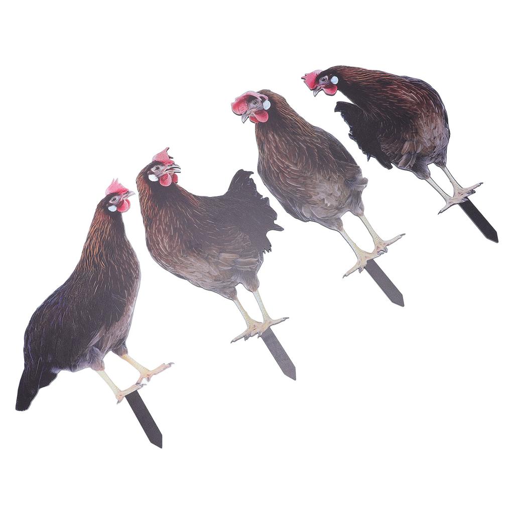 4 Pcs Garden Hen Stakes Colorful Realistic Decorative Acrylic Easy To Install Chicken Yard Decor