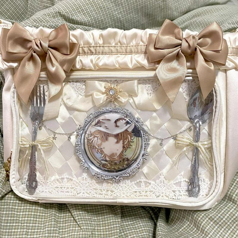 New Lace Bow Girls Sweet Ulzzang Ita Bag Fashionable Cute Harajuku Shoulder Bag Crossbody Bag Jk Uniform Y2K Handheld Tote Bag